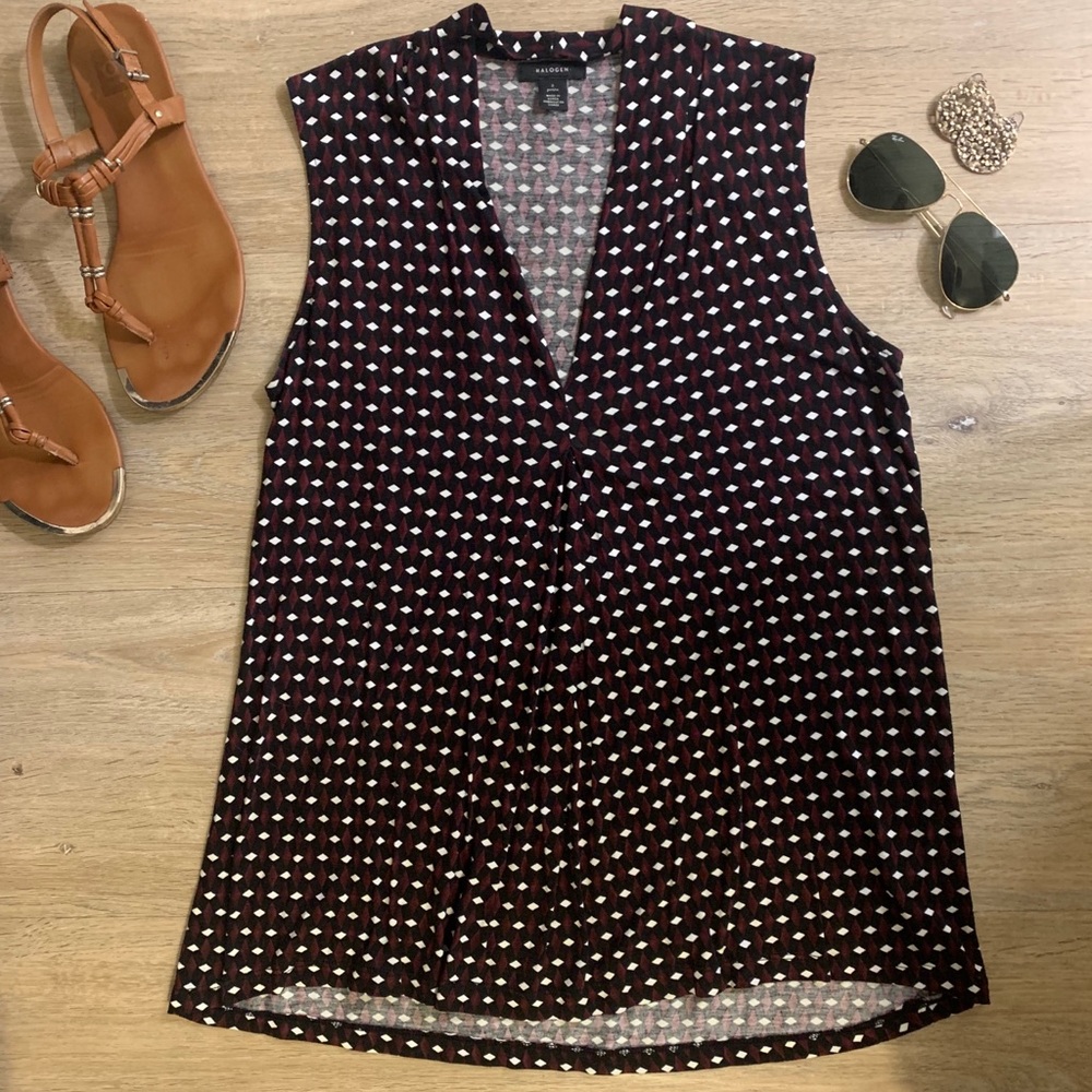 Halogen Pleated Front V-Neck Top
